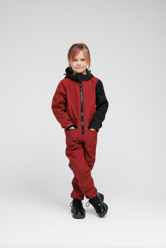 Softshell Onesie for Kids - SUNSET RED