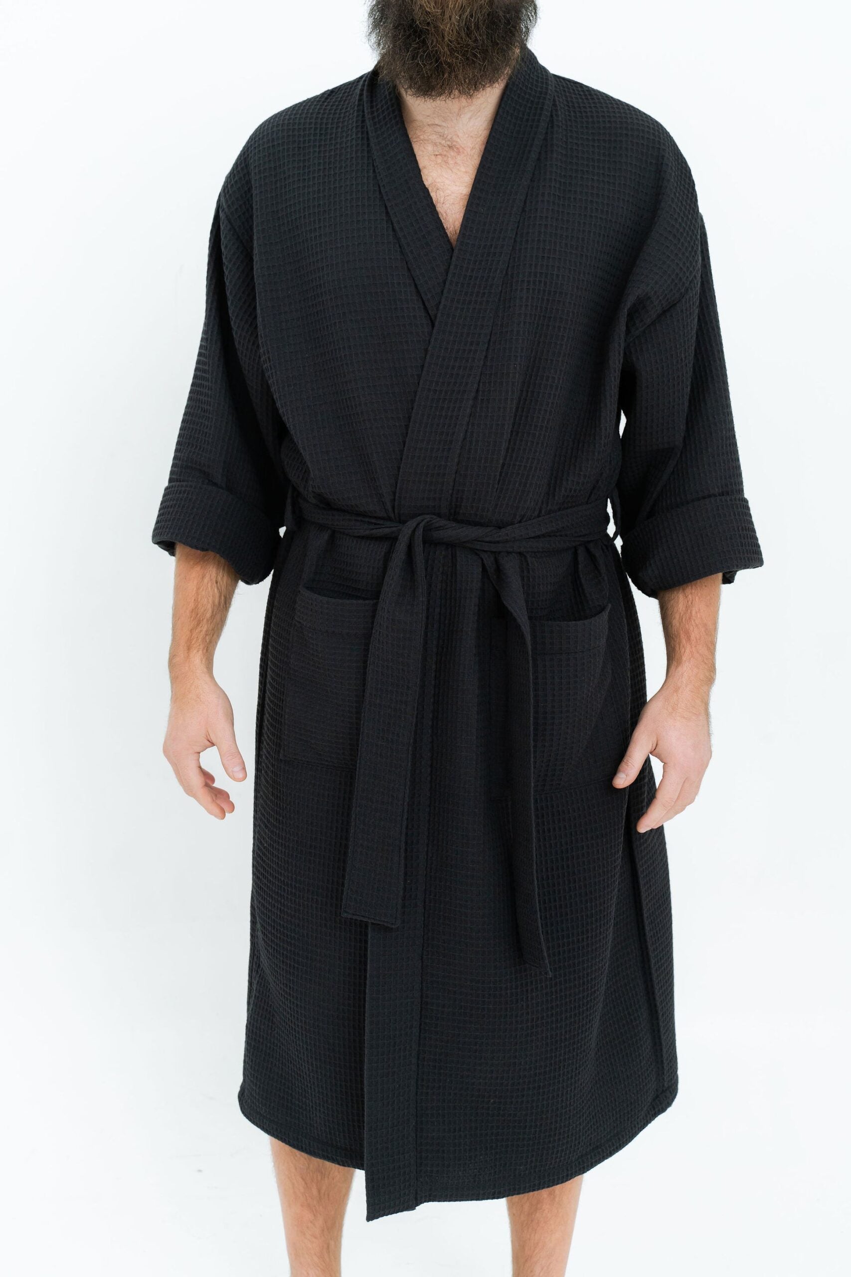 Waffle Fabric Robe for Men