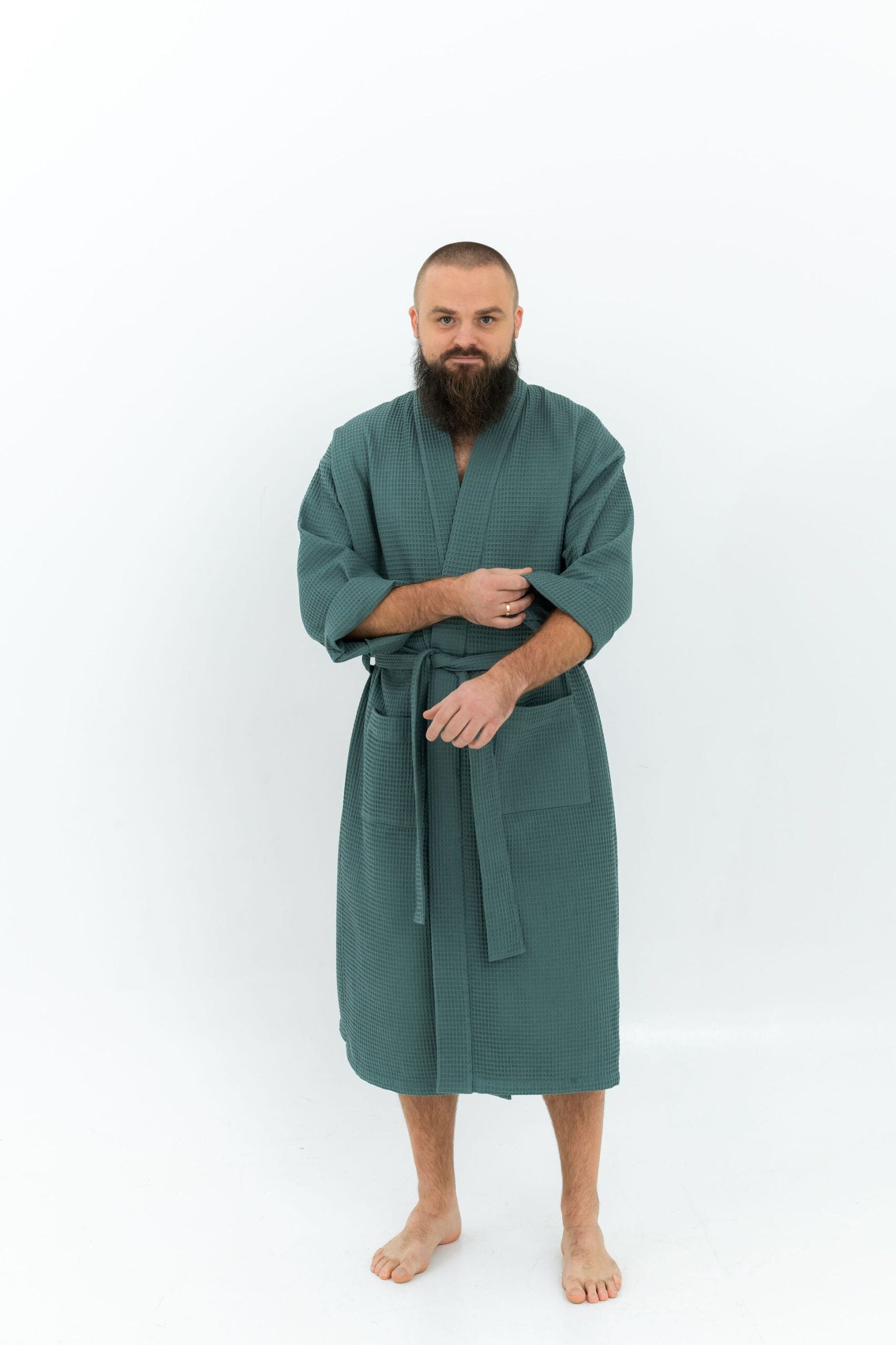 Waffle Fabric Robe for Men