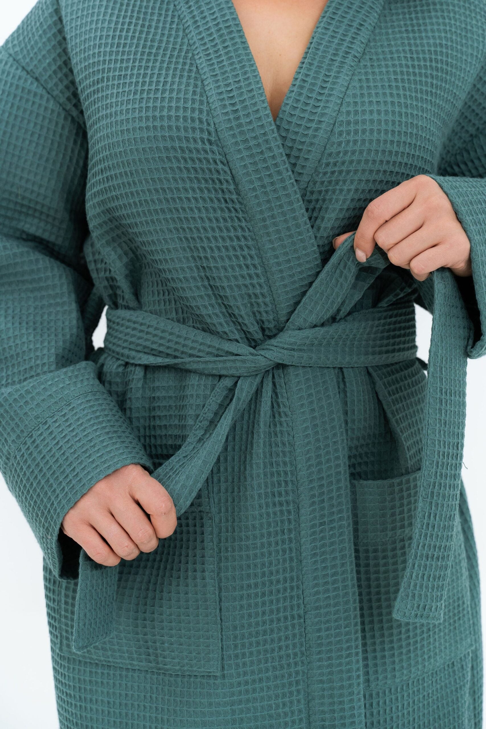 Waffle Fabric Robe for Women