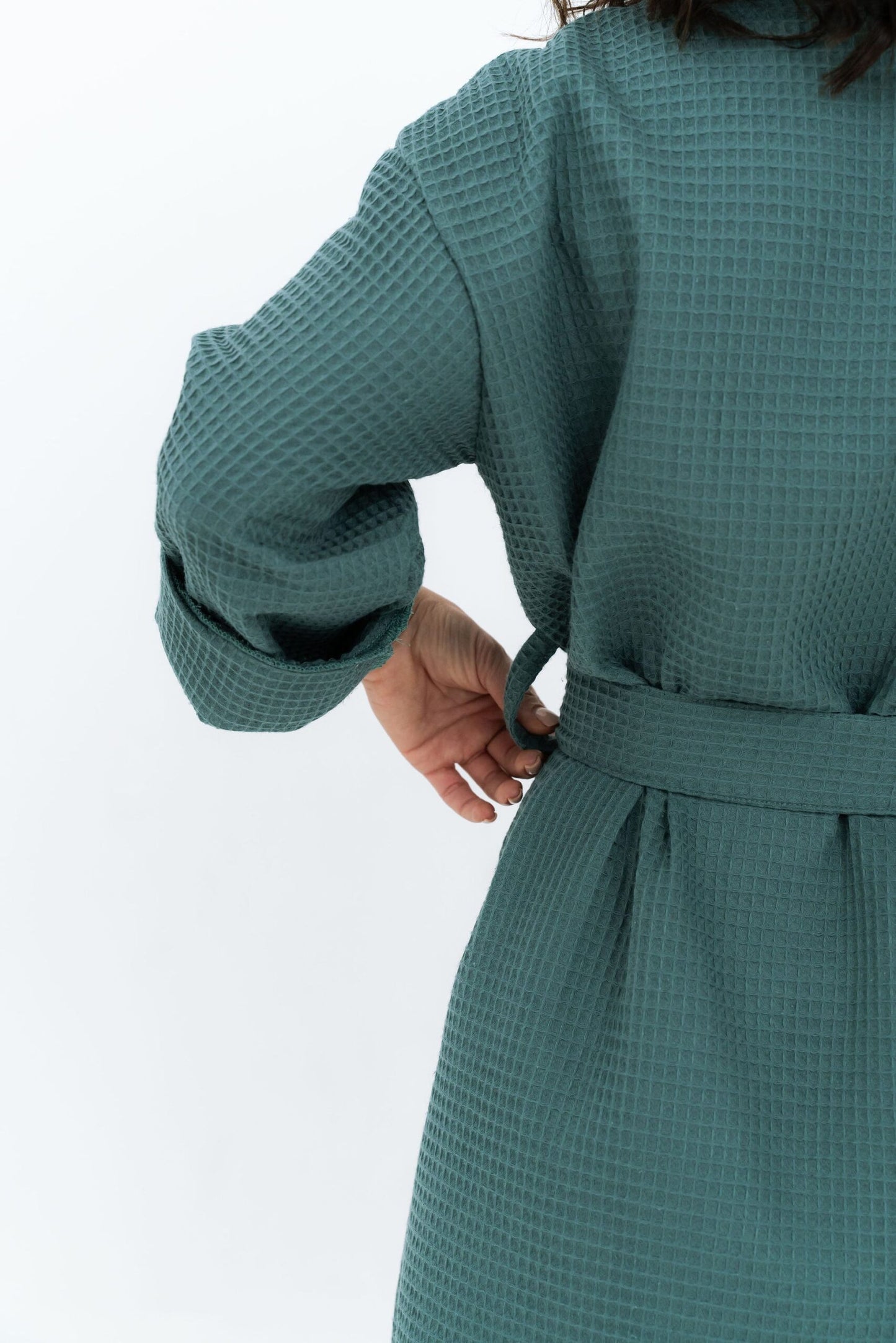 Short Waffle Fabric Robe for Women