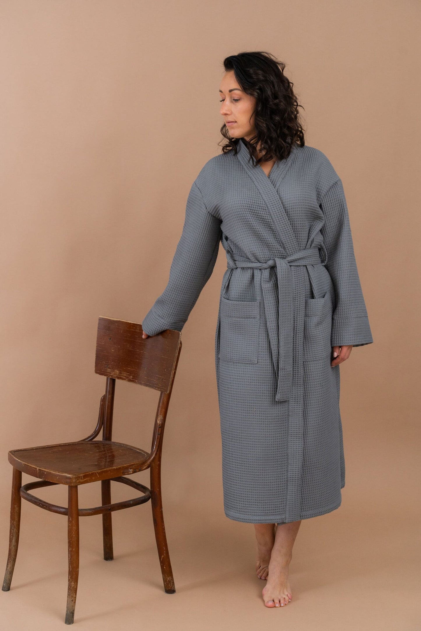 Waffle Fabric Robe for Women